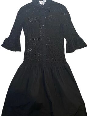 Derek Lam 10 Crosby Black Eyelet Lace Dress Size 6 Chic
